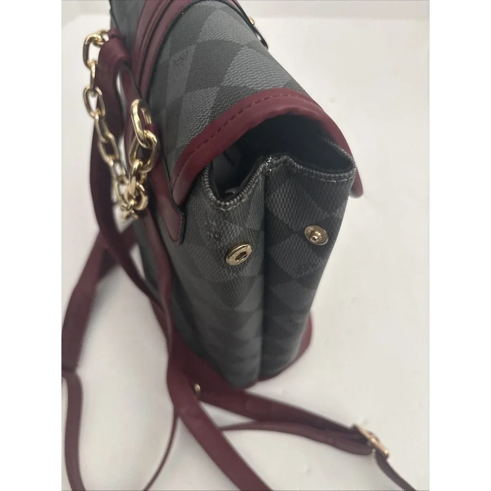 US Polo Assn USPA Diamond Gold Medallion Backpack Purse Bag Gold Handle EUC